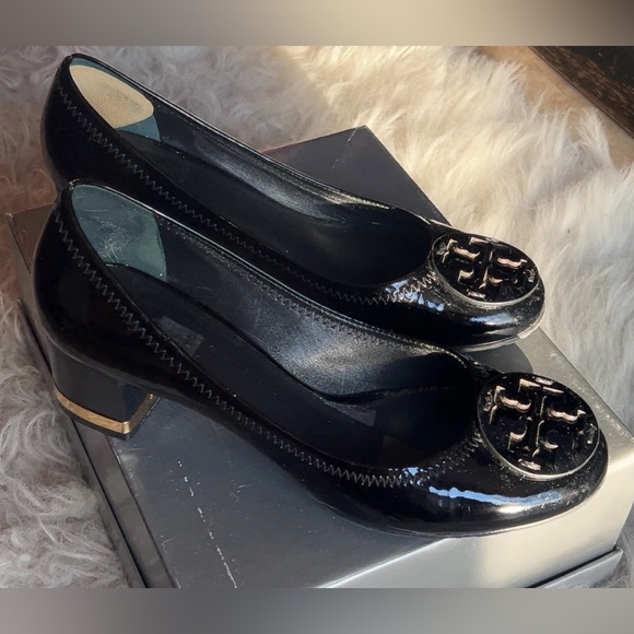 Tory Burch | Women’s Black Patent Leather Glossy Heels Pumps Shoes Size 7 - Picture 1 of 8
